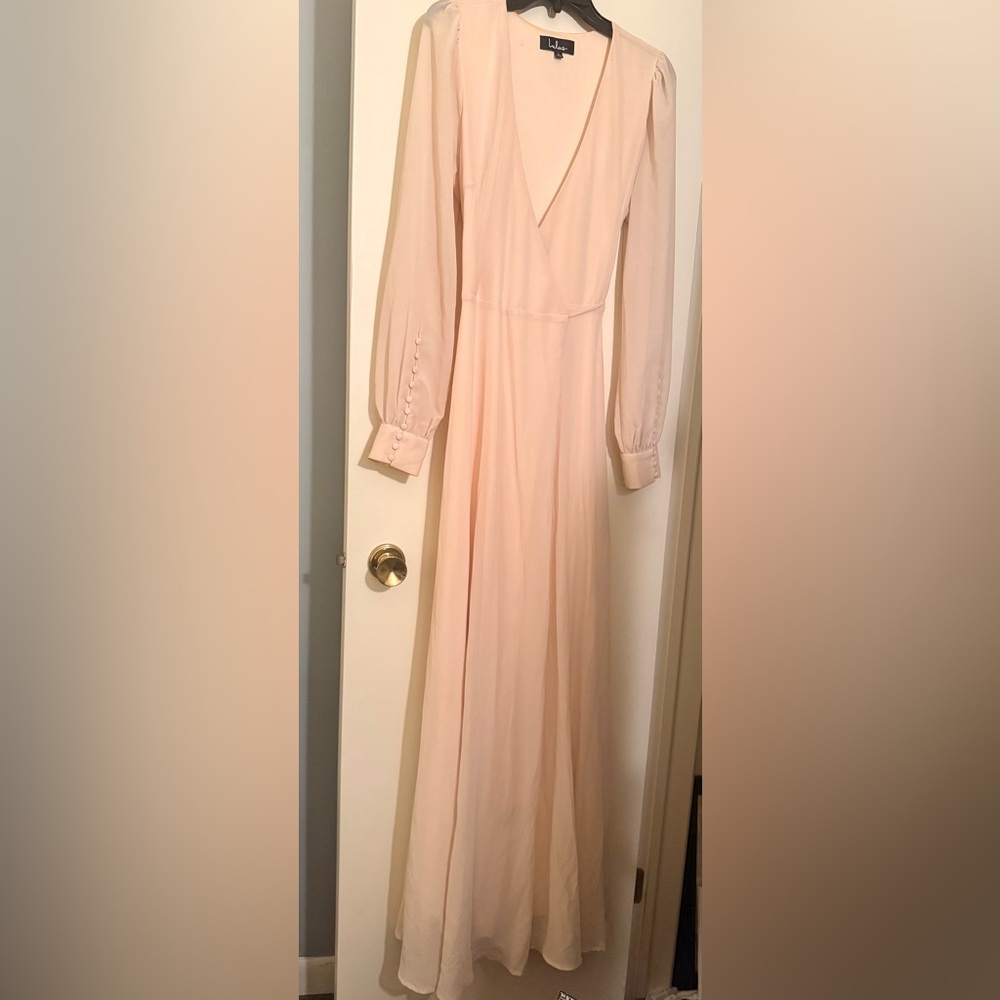 Women's Long Sleeve Maxi Dress in Blush Pink